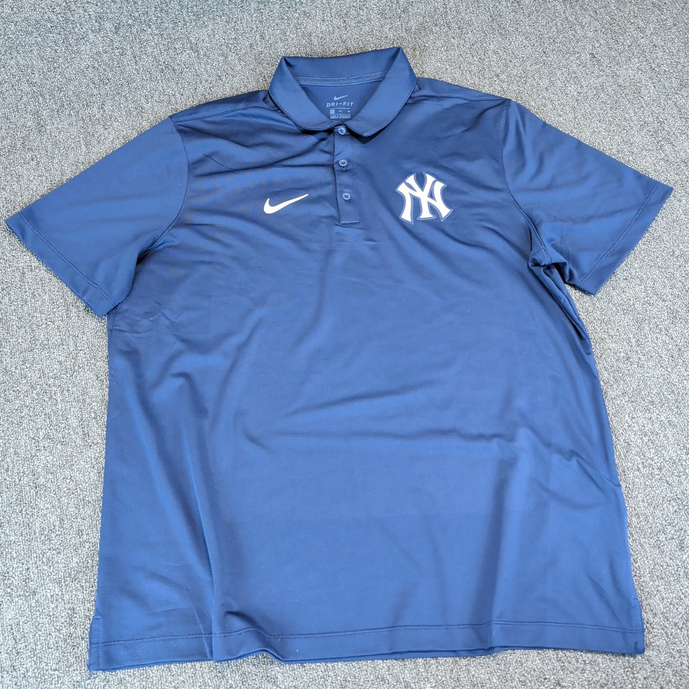 Polo Shirt Nike XL Navy Blue Mens 100% Polyester Dri-FIT New‎ York Yankees MLB